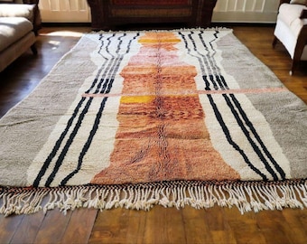 Orange marockansk matta – handgjord ullberbermatta, boho-inredning