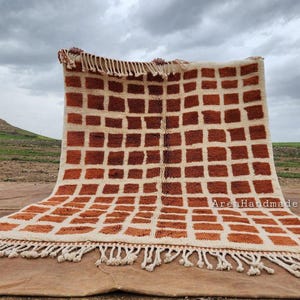 Orange rug- Beni ourain rug- Authentic Moroccan Rug- Custom Beni Ourain rug- area Rug - Large Moroccan Rug- rugs for living room- Custom rug