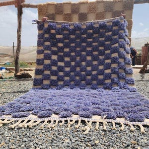 Unique Moroccan rug blue - Berber rug - Custom Moroccan rug - Beni ourain rug - Handmade rug - Navy rug, Berber blue rug, Moroccan blue rug