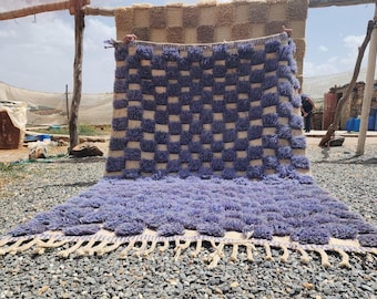 Handmade Beni Ourain Wool Rug: Bohemian Moroccan Decor