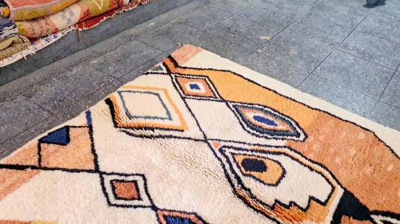 Unique Orange Moroccan Rug 8x10 - Rug for Living Room - Handmade ...
