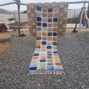 Colorful Moroccan Runner rug - Moroccan runner rug - Pink runner rug - Hallway runner Morrocan - Soft Wool runner - Berber checkered runner