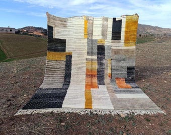 Large Multicolor Beni Ourain Rug: Handmade Moroccan Wool Area Rug