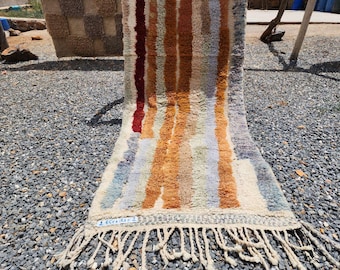 Handmade Beni Ourain Wool Runner Rug: Pink Moroccan Hallway Decor