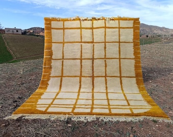 Alfombra marroquí naranja hecha a mano: auténtica alfombra bereber de lana