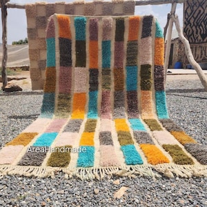 Autentico tappeto marocchino, tappeto Beni Ourain, tappeto personalizzato Beni Ourain, grande tappeto marocchino, tappeto personalizzato, tappeto colorato, tappeto di lana fatto a mano, teppich