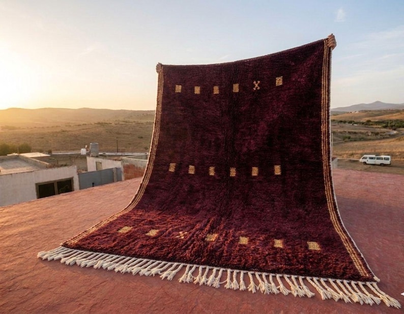 Draped Rug Images Burgundy Moroccan Rug, Dark Red Wool Area Rug, Minimalist Berber Rug ...