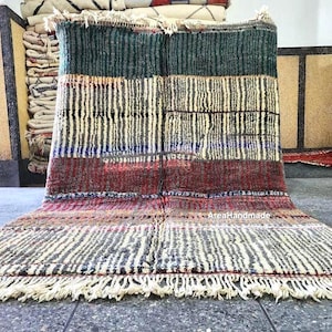 Morrocan rug striped design - Beni ourain rug minimalist - Handmade berber rug - Custom size rug - Wool area rug - Living room rug
