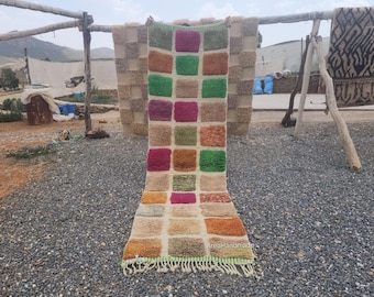 Custom Beni Ourain Wool Runner Rug: Hand-Knotted Moroccan Design