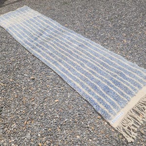 BLUE RUNNER RUG - Morrocan Hallway Runner - Tufted stair runner - Wool funky rug - Handmade runner rug , Moroccan runner rug