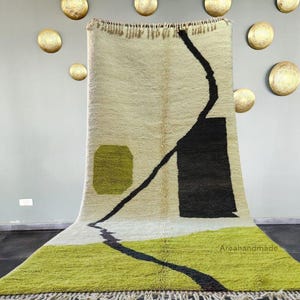Moroccan Rug, Beni Ourain Colorful Rug, Wool Rug, Checkered Rug, Handmade Rug, Custom Beni Ourain rug, Style Moroccan Rug , Custom rug green