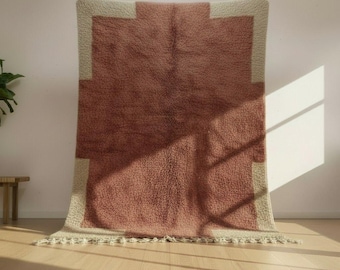 Brown Berber Rug 8x10: Geometric Moroccan Handwoven Wool Rug
