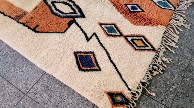 Unique Orange Moroccan Rug 8x10 - Rug for Living Room - Handmade ...