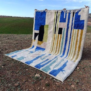 Blue Morrocan rug - Custom Beni ourain rug - Handmade rug - Blue Area rug - Area Rugs for Living room - Wool Berber rug- Moroccan rug 10x14