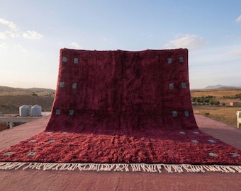 Burgundy Moroccan Rug - Dark Red Berber Rug - Rich Wine Color Carpet - Handwoven Geometric Rug - Custom Wool Area Rug - Boho Red Home Decor