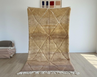 Hand Tufted Wool Moroccan Rug: Camel Brown, Bohemian Berber Carpet