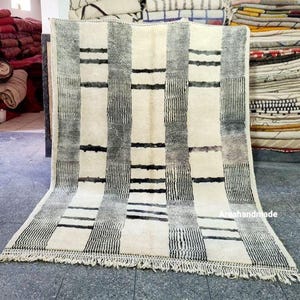 Moroccan rug minimalist striped design - Beni ourain rug - Handmade berber rug - Custom size rug - Wool area rug - Living room rug - teppich