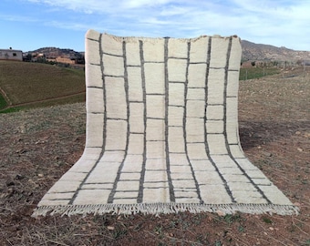 Handmade Beni Ourain Wool Rug: Authentic Moroccan Berber Carpet