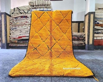 Orange Striped Moroccan Rug: Hand-Knotted Wool Berber Rug