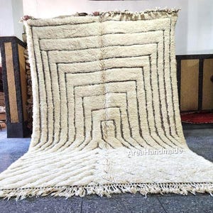 Moroccan rug white, moroccan rug hand knotted beni ourain rug size, morrocan rug beni ourain, plush rug for living room, Moroccan berber rug