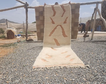 Handmade Moroccan Wool Runner Rug: Orange Berber Design