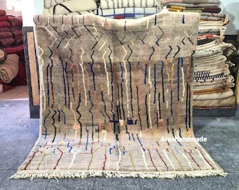 Handmade Wool Beni Ourain Rug: Colorful Berber Moroccan Rug