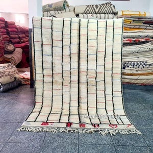 Moroccan rug 8x10 striped design - Beni ourain rug minimalist - Handmade berber rug - Custom size rug - Wool area rug - Living room rug