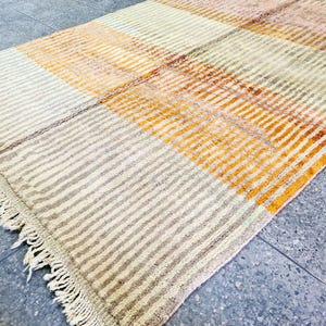 Moroccan rug minimalist striped design - Beni ourain rug - Handmade Moroccan berber rug - Custom size rug - Wool area rug - Living room rug