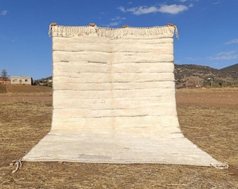 Handgemaakt Marokkaans wollen tapijt: berber Beni Ourain-tapijt, vloerkleed 8 x 10