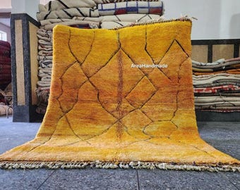 Orange Striped Moroccan Rug: Handmade Wool Berber Rug