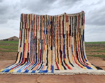 Handmade Moroccan Berber Rug 8x10: Bohemian Wool Area Rug