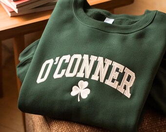 Custom Embroidered Shamrock Sweatshirt, Personalized Irish St Patrick's Day Shirt