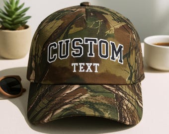 Custom Camouflage Hunting Embroidered Two-Tone Trucker Cap, Personalized Camo Design Embroidery Hat
