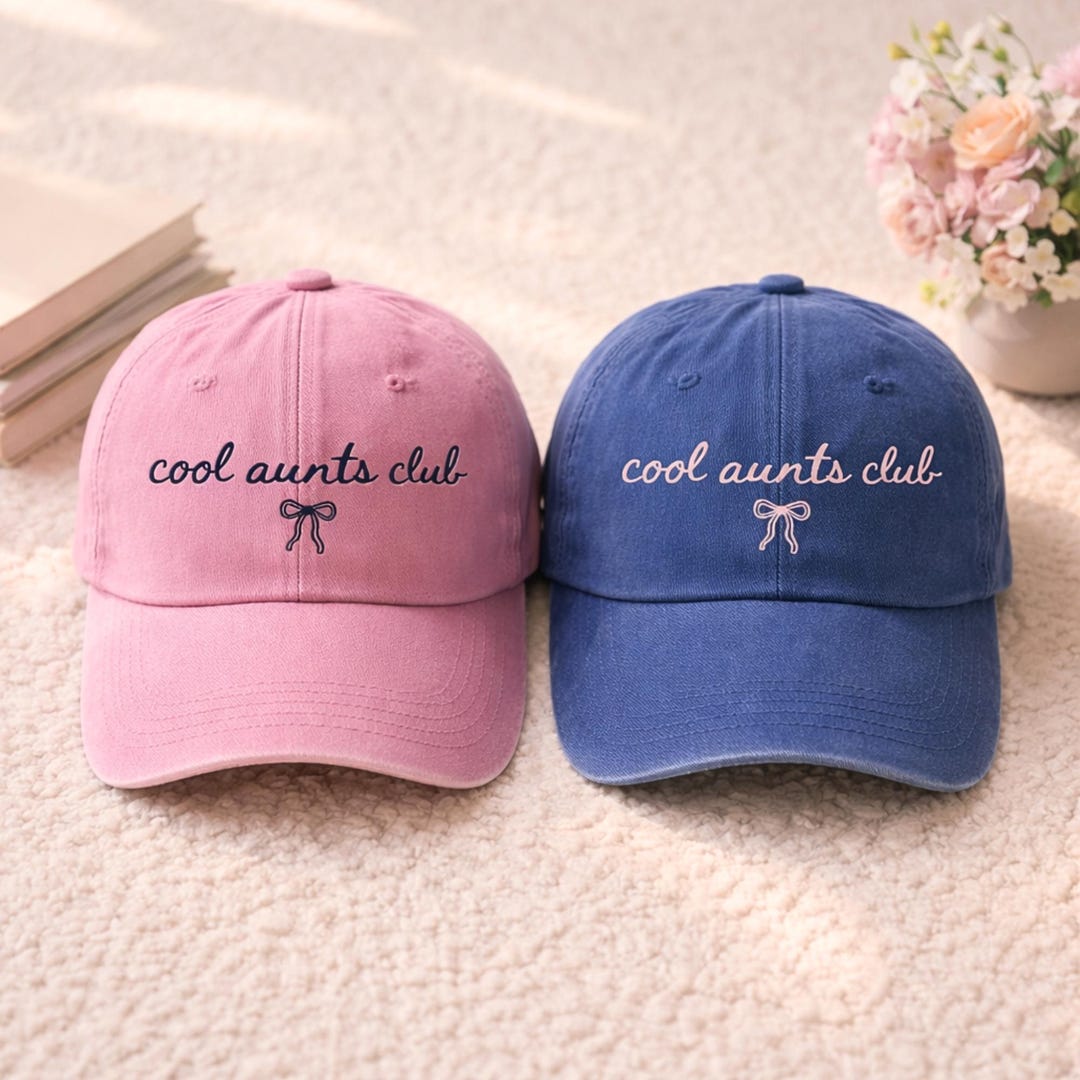 Aunts Club Embroidered Washed Cotton Cap, Coquette Bow Aunt Hat - Etsy