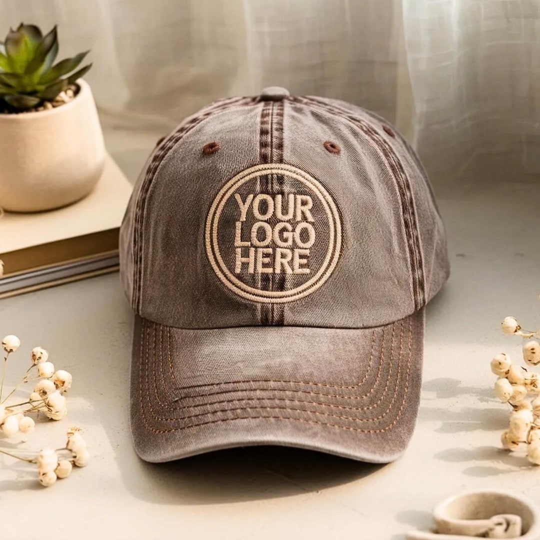 Custom Logo Embroidered Washed Baseball Cap, Personalized Design - Etsy