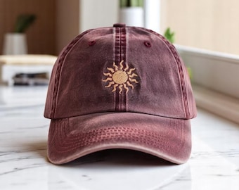 Embroidered Sun Baseball Cap, Washed Hat