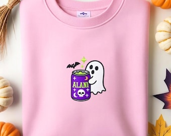 Halloween Alani Ghost Embroidered Sweatshirt, Alani Bat Embroidery T-Shirt, Funny Spooky Shirt