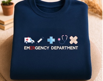 Emergency Department Embroidered Sweatshirt, ER Nurse Embroidery Shirt, Emergency Room Tech Gift