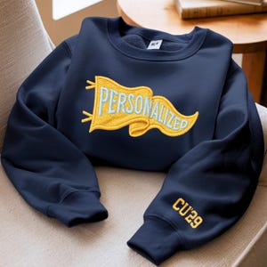Custom Embroidered Pennant Sweatshirt: Personalized Team Name Hoodie