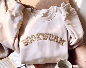Bookworm Embroidered Sweatshirt, Reader Gift