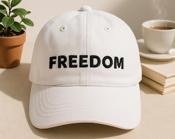 Freedom Embroidered Washed Baseball Cap