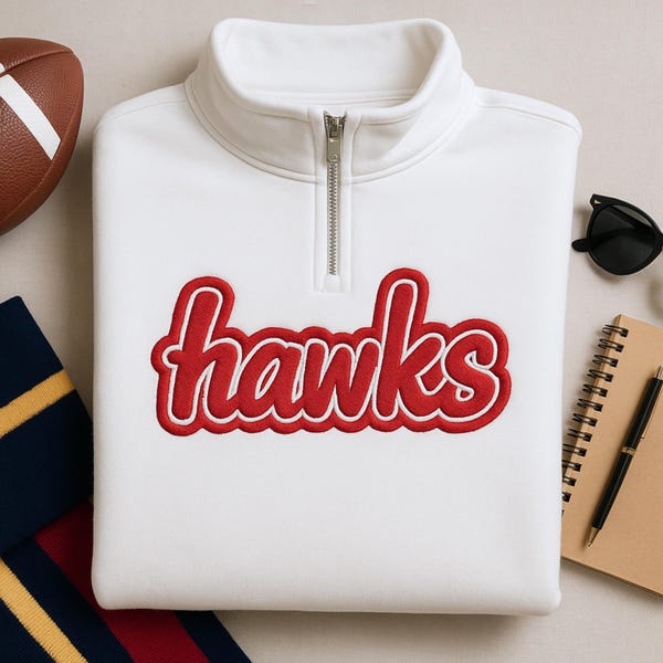 Custom Team Name Embroidered Quarter Zip Sweatshirt, Personalized Mascot Embroidery Shirt, Team Spirit Tee