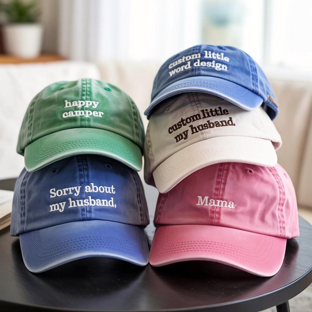 Custom Embroidered Washed Baseball Cap, Personalized Text Hat - Etsy