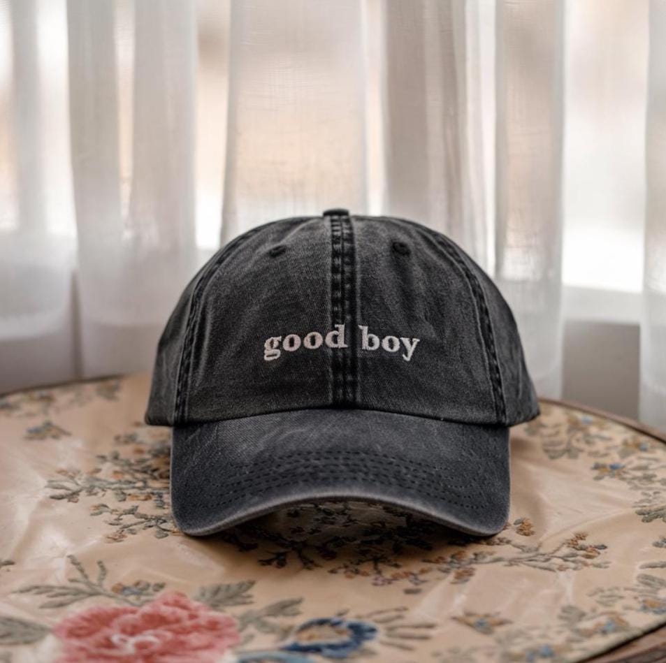 Embroidered Good Boy Corduroy Washed Hat | LGBTQIA+ Pride Baseball Cap | Queer Fashion Washed Cap