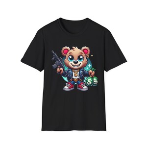 Cool Cartoon Bear Graphic T-Shirt, Funny Tee, Gift for Friends, Casual Style, Unisex Soft T-Shirt