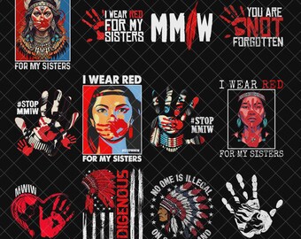 Red Hand Native American Bundle Png, Native Png, Indian Png, Human Rights Png, I Wear Red For My Sisters Png, MMIW Png, Red Hand Png