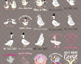Silly Bride Goose PNG Bundle, Married Couple Matching PNG, Silly Bride Goose Png, Funny Wedding Goose Png,Funny Goose png