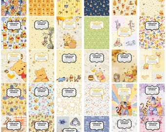Classic Pooh Composition Book Cover Bundle, Winnie the Pooh Friends Notebook Covers, Piglet Tigger Eeyore Canva Template, PDF Download