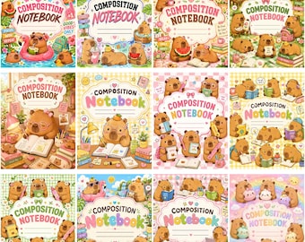 Capybara Composition Notebook Cover Bundle, Cute Kawaii School Notebook Covers, Back to School Journal Collection