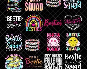 Paquete de mejores amigas PNG, frases de mejores amigas PNG, sublimación divertida de mejores amigas, mejores amigas PNG retro a juego, descarga digital de amistad adorable